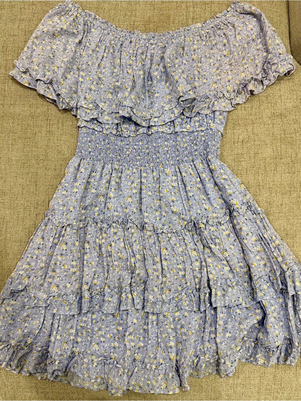 Women’s ' Lavender Floral Ruffle Off-Shoulder Dress